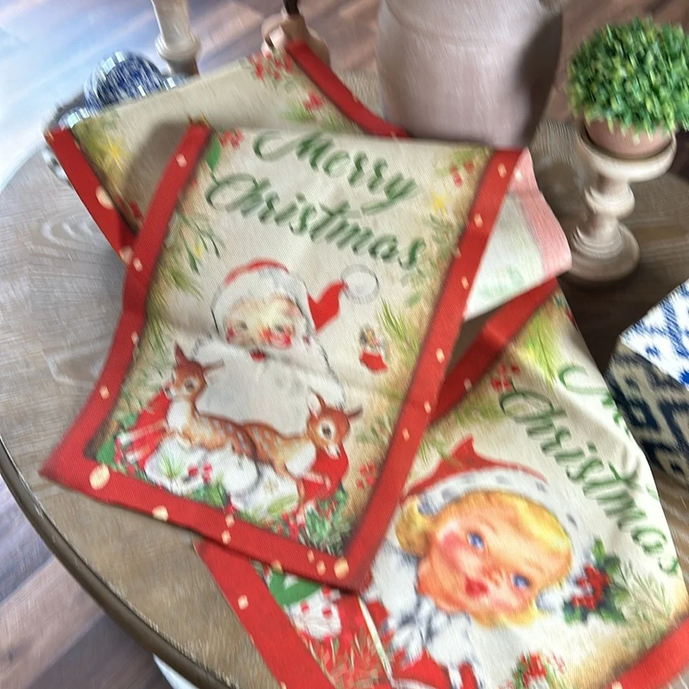 NEW! Vintage Inspired Nostalgic North Pole Santa Claus Dining Table Runner